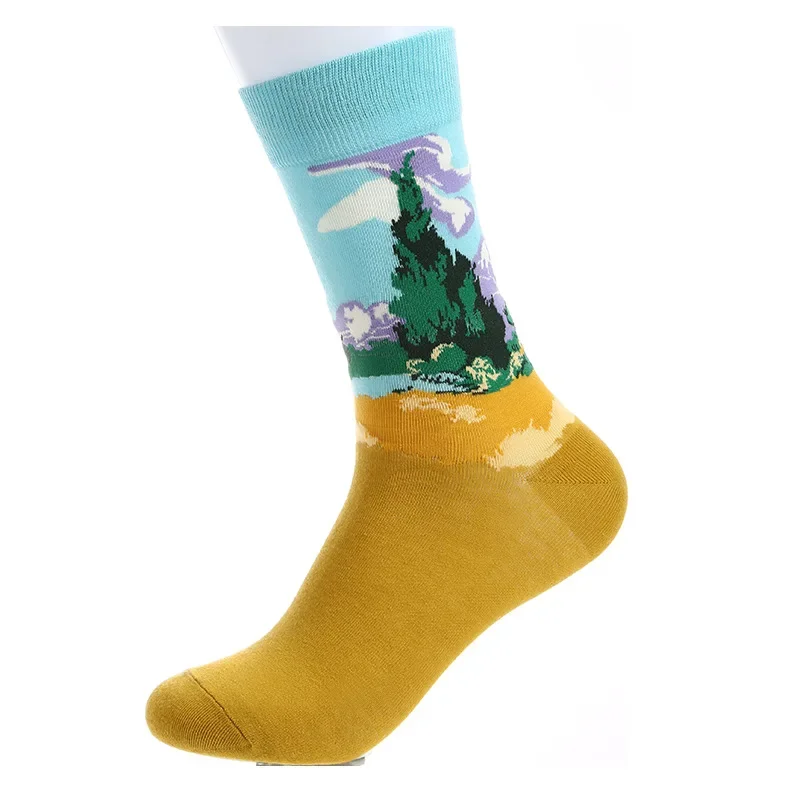 2025 хлопковые смешные носки с изображением звездной ночи для женщин и мужчин