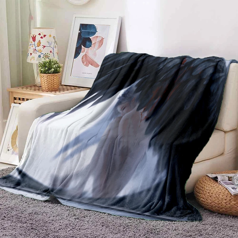 

Anime Art Hand Drawn Ghost Sabre Pattern Manta Sofa Bed Blanket Plaid Soft Warm Flannel Throw Blankets Fans Gif Cover Soft