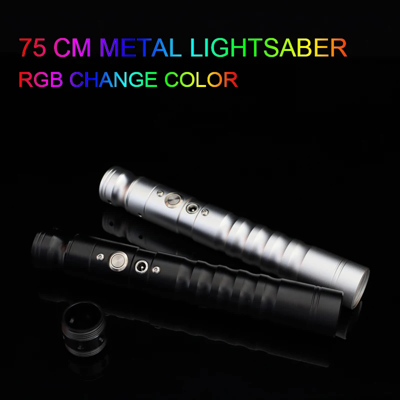 

75cm High Quality Rgb Lightsaber Metal Handle 7Color Changing Sound Effect Laser Light Saber Children Cosplay Toy Christmas Gift