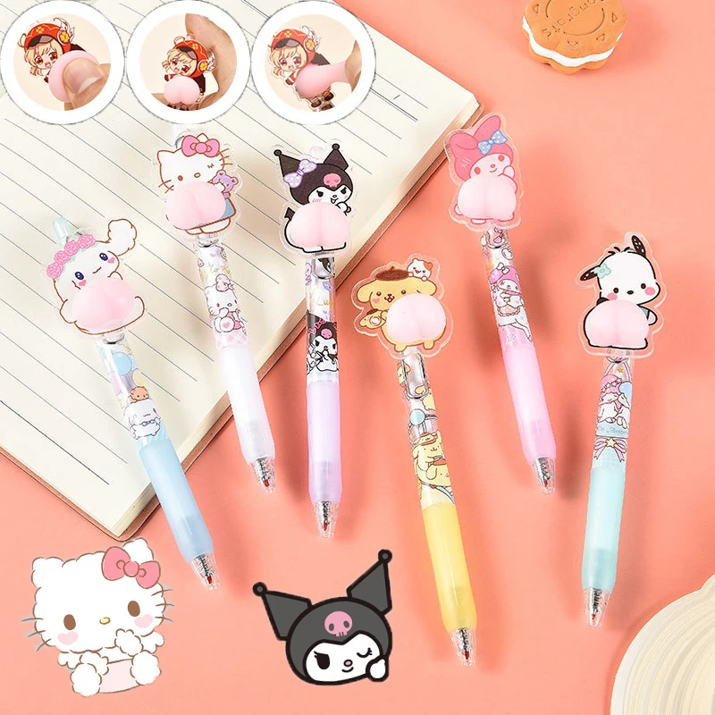 

6 шт. кавайный Sanriod Kuromi My Melody Cinnamorol KT cat Аниме мультяшный гель для пресса 0,5 мм ручка для письма