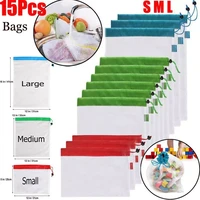 515pcs eco friendly washable mesh produce bags for grocery shopping storage reusable fruit vegetable kitchen storage