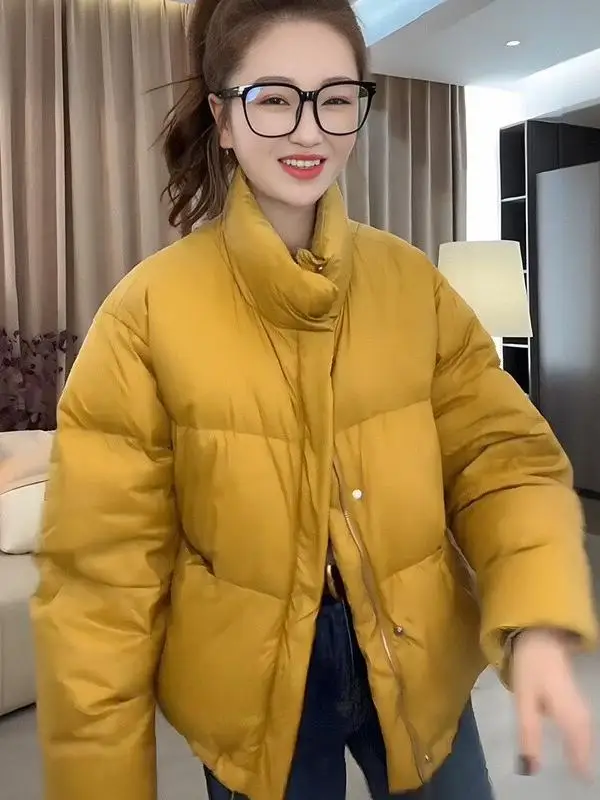 Fashion Small Stand Collar down Jacket Cotton-padded Clothes Women Winter 2024 New Korean Sle Loose Thick Warm Cotton-Padde...