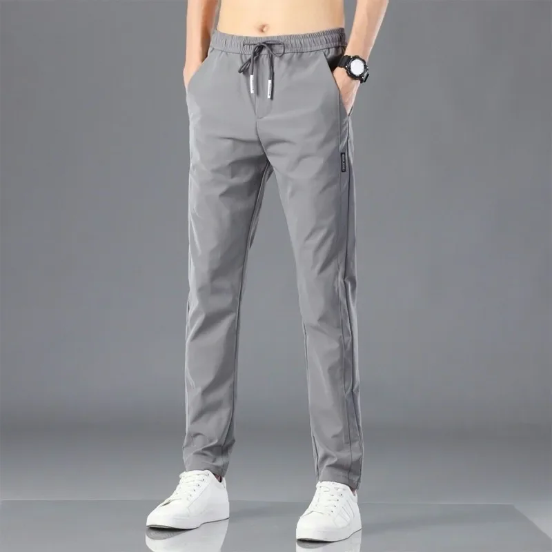 Men's Casual Ice Silk Breathable Pants For Work Loose Fit Lightweight High Wear Resistance Ideal Summer And Construction