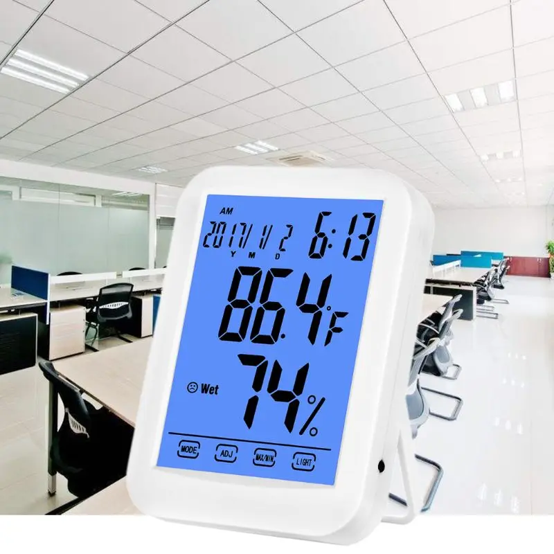 

Цифровой термометр, гигрометр, часы с ЖК-дисплеем для метеостанции с сенсорным экраном Backli