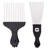 1pc professional salon use black metal african pick comb hair combs insert hair pick comb wide teeth fork hair curly brush comb