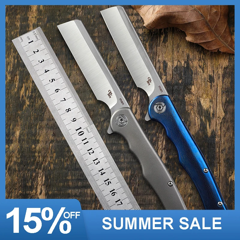 

CH S35VN steel Blade TC4 titanium handle ball bearing man folding razor pocket knives EDC tool folding knife
