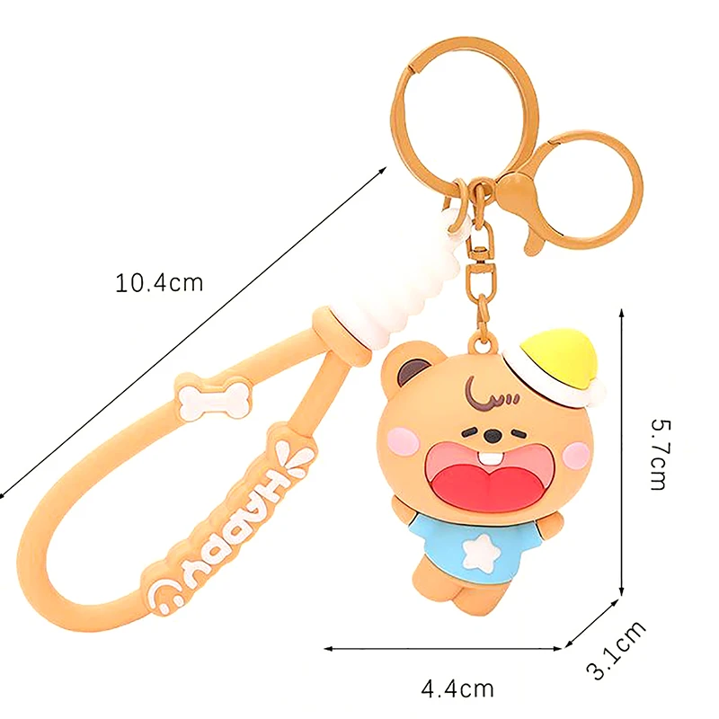 1Pc Cute Yawn Animal Key Chain Cartoon Rabbit Bear Doll Bag Charm Decoration Pendant Student Gift
