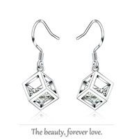 3d diamond shape 925 sterling silver earrings elegant jewelry for lady women girls fashion party wedding gifts