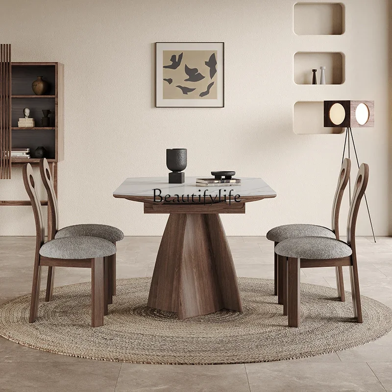 Wabi Sansan Выдвижной обеденный стол из цельного дерева Складной растягивающийся