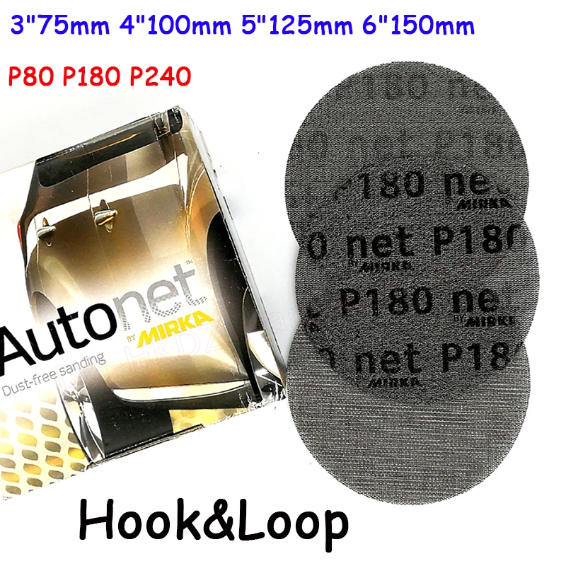 

3-6"(75mm-150mm) Hook&Loop Mesh Abrasive Dust Free Sanding Discs Polyamide Fabric Dry Grinding Sandpaper P80 P180 P240 For MIRKA