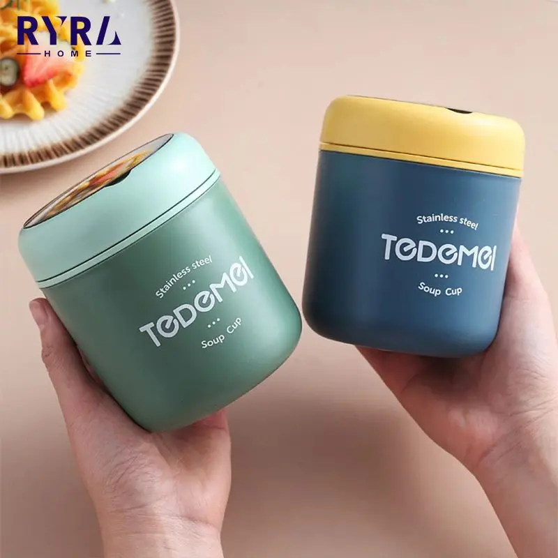 

Портативный мини-Ланч-бокс с вакуумной изоляцией, Ланч-бокс из нержавеющей стали, пищевой контейнер с ложкой, кухонные аксессуары