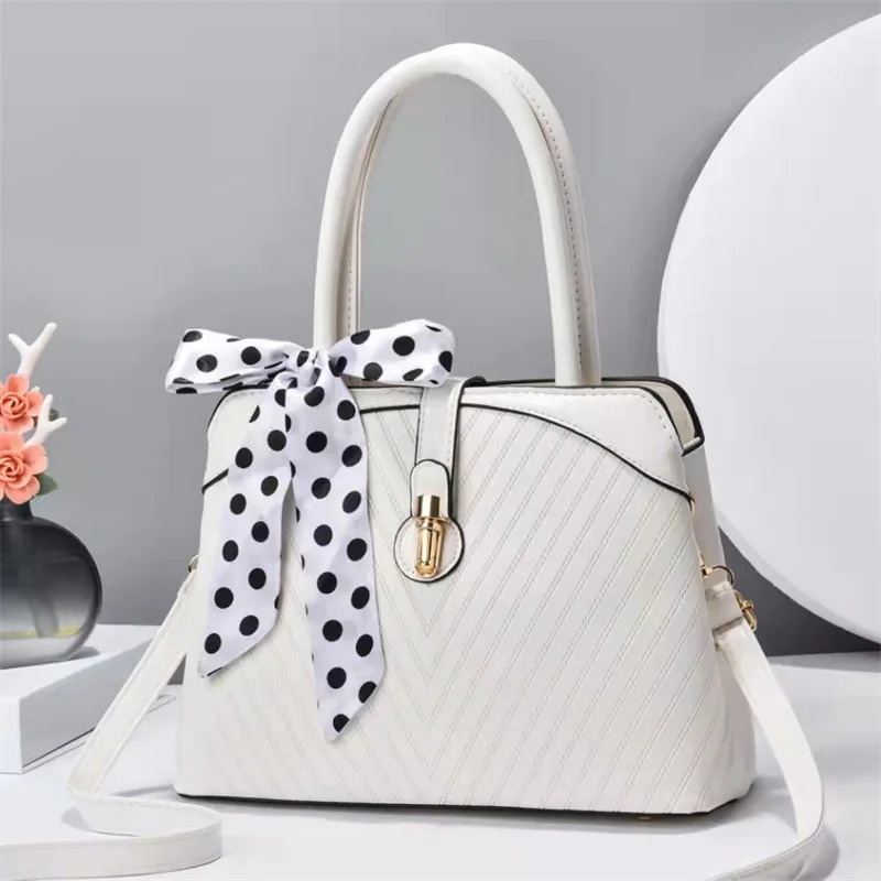 Lady Shoulder Bag Ribbon Printing Casual Leather Crossbody Tote Bags for Women Fashion Large Size Satchel Shoulder Bag Female