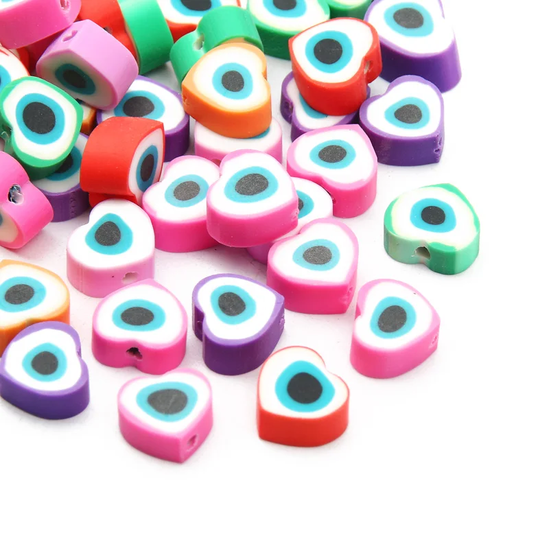 20/50/100pcs Mixed Eye Clay Heart Spacer Beads Polymer For Jewelry Making Diy Bracelet Necklace Handmade Accessorie - купить по