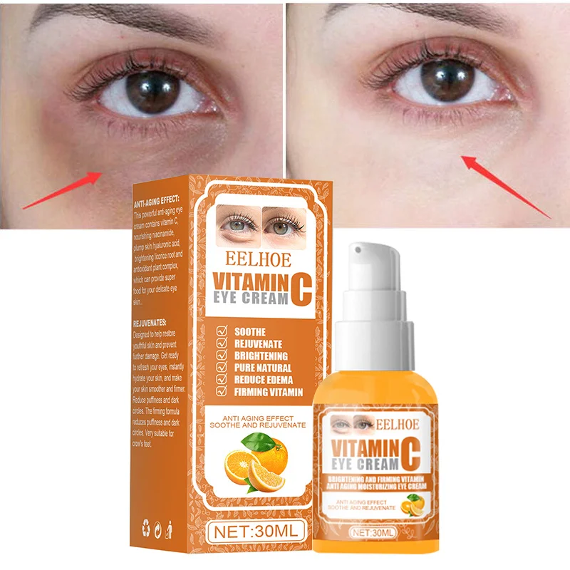 

Vitamin C Anti Dark Circles Eye Cream Remove Eye Bags Cosmetics Firm Anti-wrinkle Moisturizing Brighten Massage Beauty Products