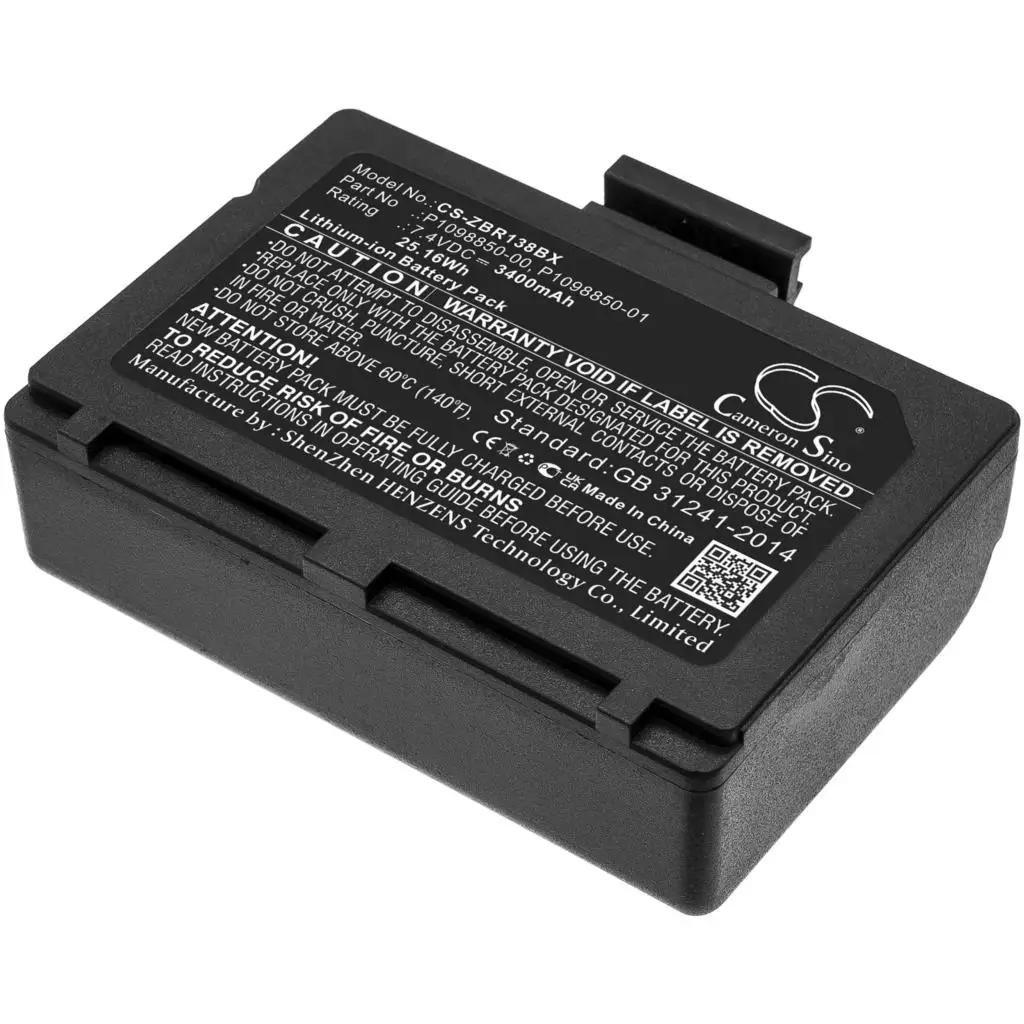 

Cameron Sino Battery For Zebra P1098850-002 ZR138 3400mAh / 25.16Wh
