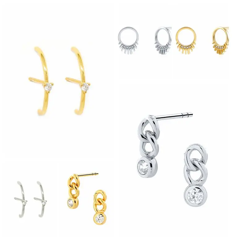 

Серьги-гвоздики женские из серебра 925 пробы с кристаллами