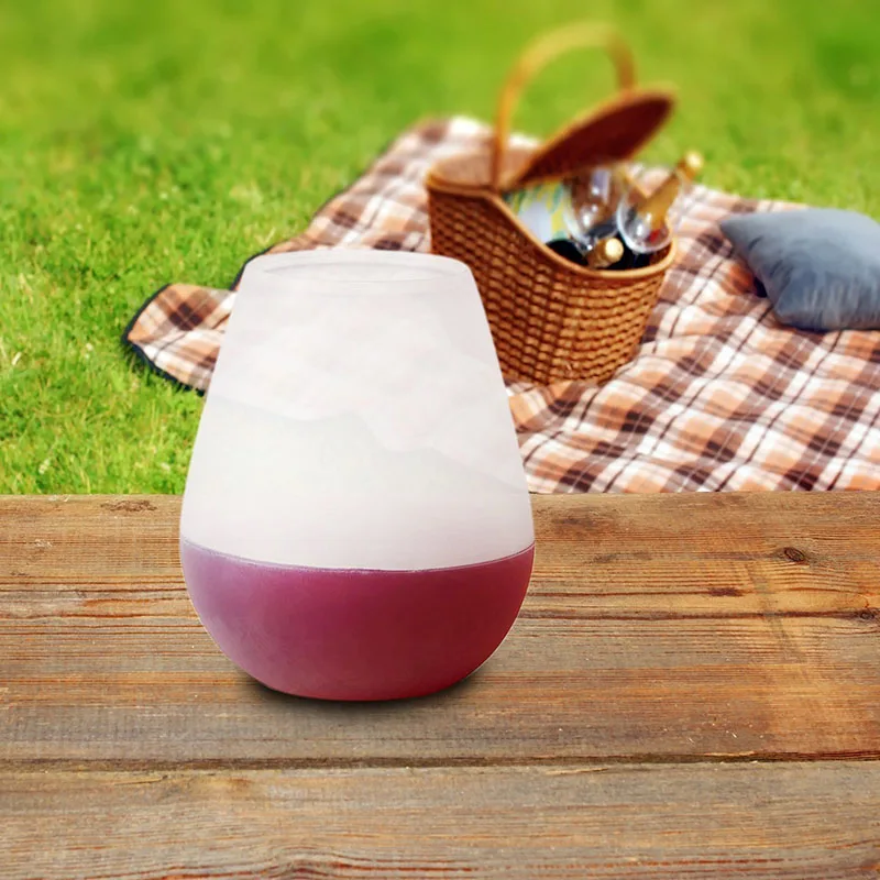 

400ml Silicone Wine Glass Foldable Portable Printing Outdoor Wine Glass Travel Picnic Swimming Pool Boat Camping Drinks