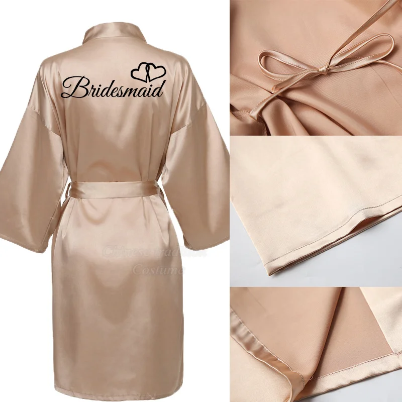 

Bride Bridesmaid Wedding Robe Sexy Rayon Kimono Bathrobe Gown Women Champagne Sleepwear Spring Summer Loose Home Dressing Gown