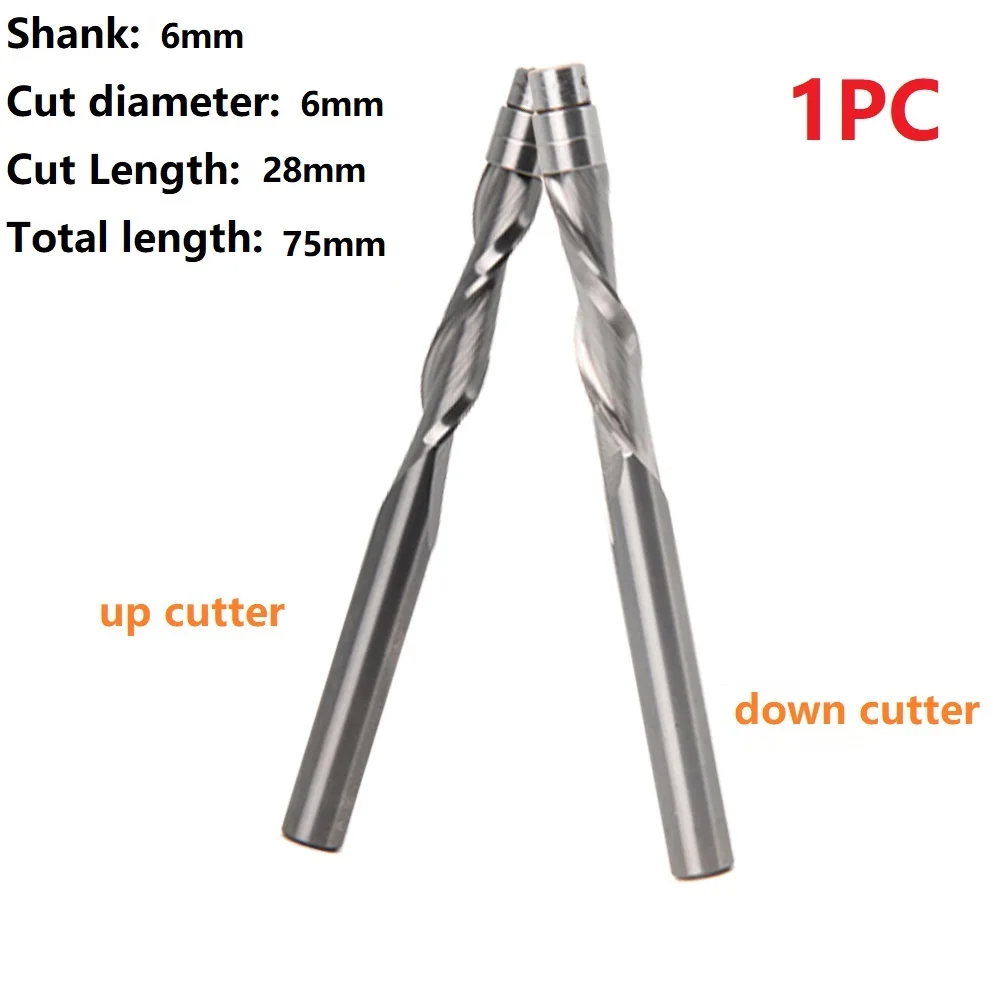 

Woodworking Milling Cutters End Mill Compression Flush Trim Solid Carbide Spiral Router Bit Miilling Cutter 6/6.35mm Shank