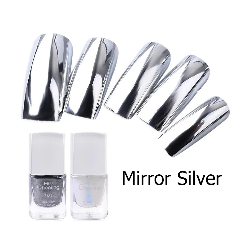 

7ML Glitter Plating Mirror Effect Silver Color Gel Nail Art Polish Manicure Metal Painting Peelable Nail Varnish Calcium Primer