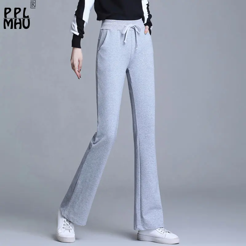 

Casual High Waist Joggers Flare Pants Women Oversize 3xl Drawstring Slim Stretch Sweatpants Basic Classic Mom Cotton Trousers