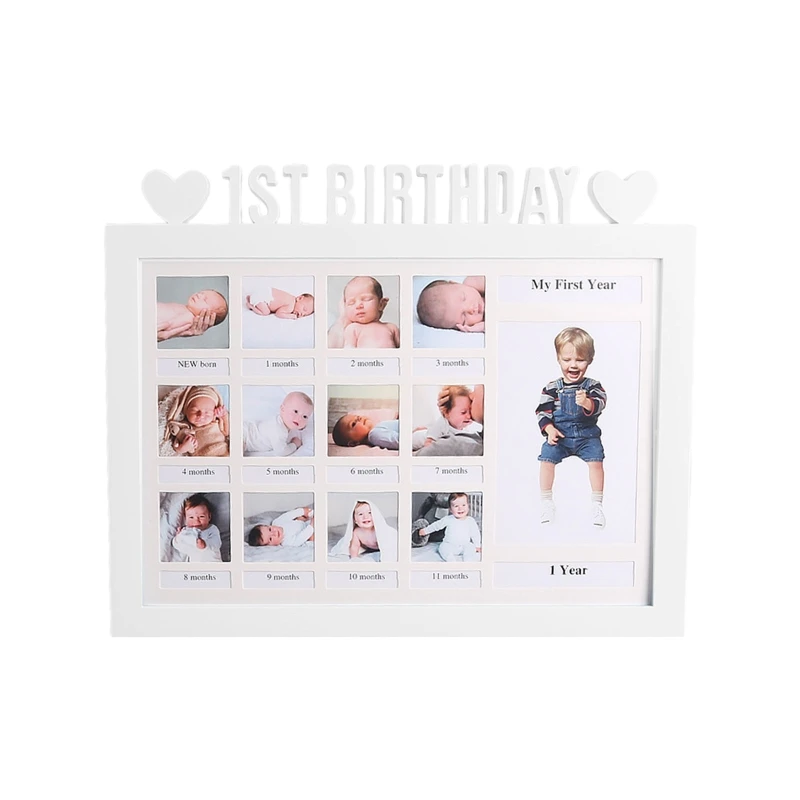 

for Creative First Year Photo Moment Baby Keepsake Frame DIY 0-12 Month Picture Display Plastic Collage Frame Memory Gift