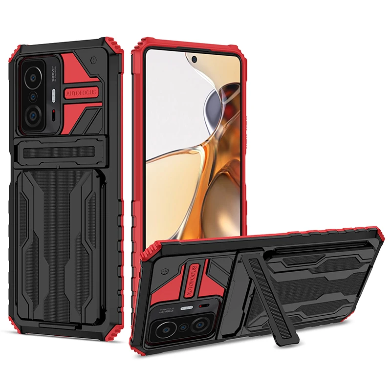 

Case For Xiaomi Redmi Note 12 11S 11 10 10S 9 Pro Max 11T Poco M3 X3 X5 Pro Anti Shock KickStand Card Slot Case for Xiaomi