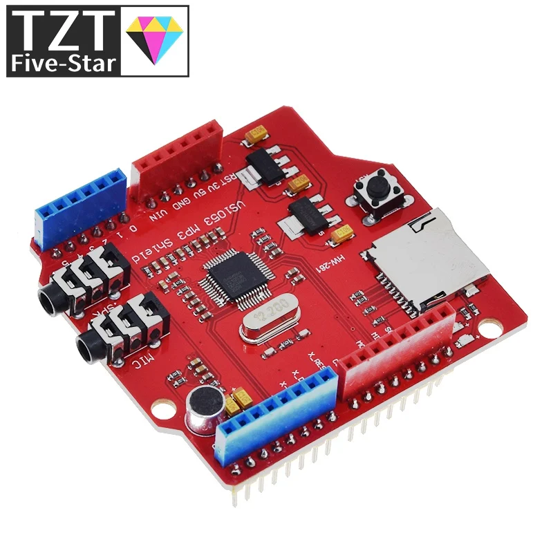 Стерео аудио mp3-плеер TZT VS1053 VS1053B щит для декодирования записей макетная плата