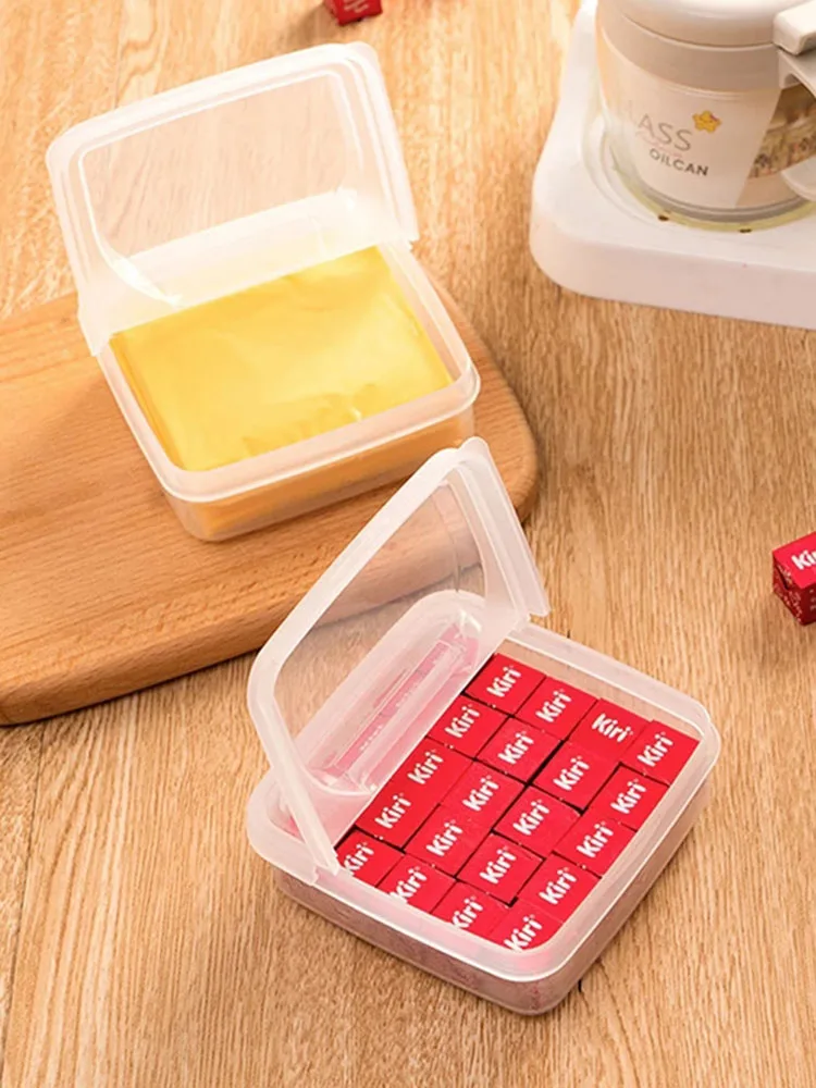 

2PCS Butter Storage Box Portable Refrigerator Fruit Vegetable Fresh-keeping Organizer Packed Case Transparent Cheese Container