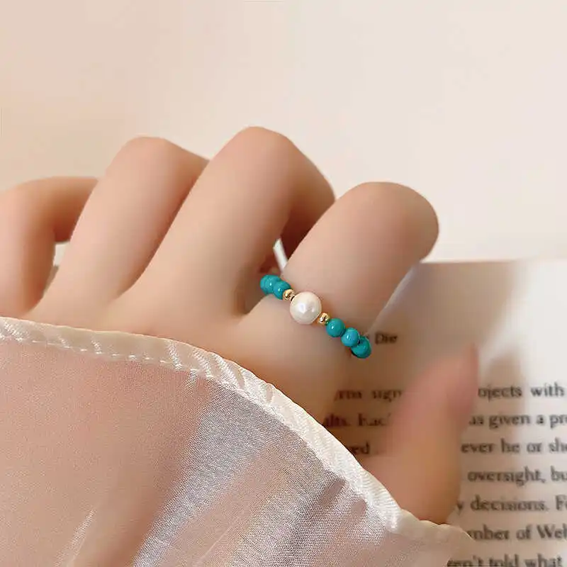 Кольцо с бирюзовым водным жемчугом 907.