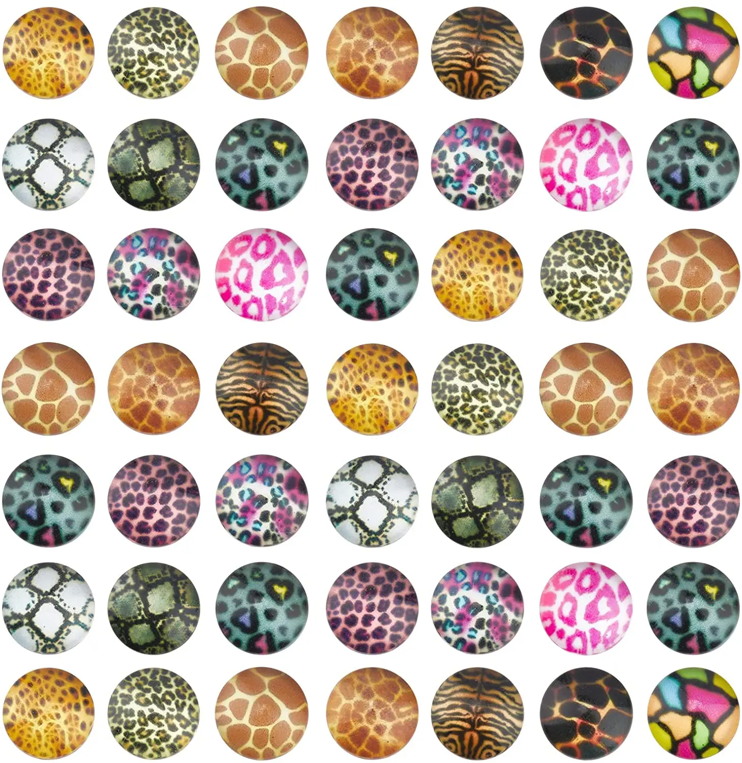 

200 шт. разноцветные полукруглые/купольные стеклянные кабошоны с рисунком животных для изготовления ювелирных изделий 10x4 мм