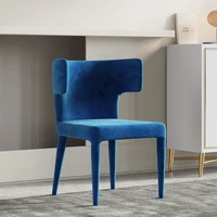 light luxury italian style dining chair modern blue fabric velvet dining chair hotel restaurant furniture