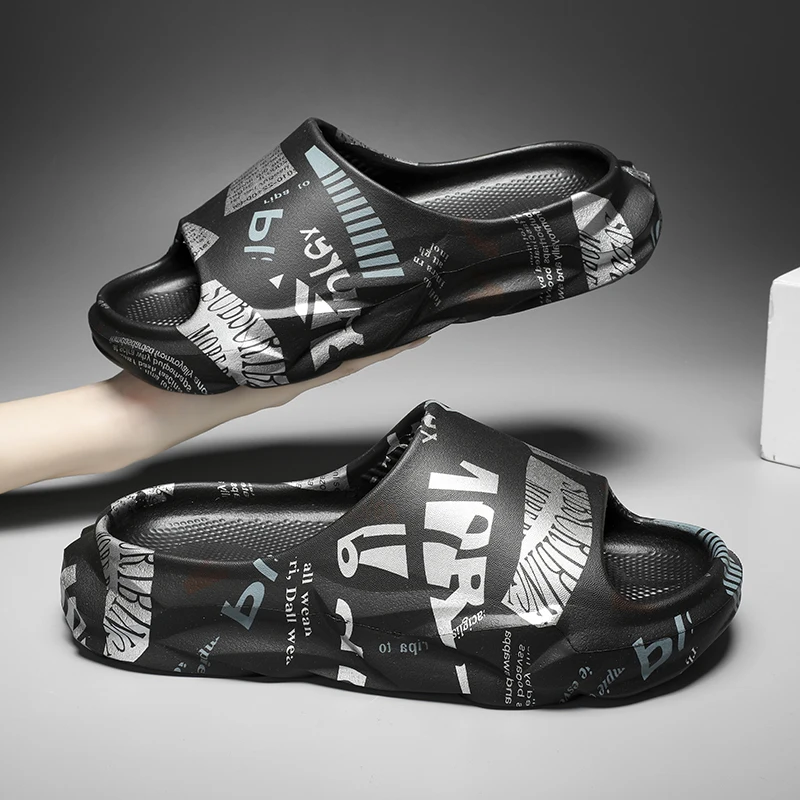

Couple Bathroom Shower Slippers Hollow Out Men Slides Summer EVA Water Shoes Soft Anti-Slip Flip Flops Indoor Outdoor Sandals