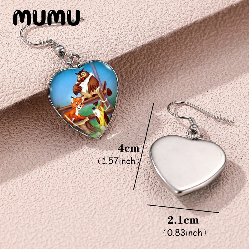 Новинка 2024 серьги-подвески в форме сердца с изображением лисы и кошки ручная