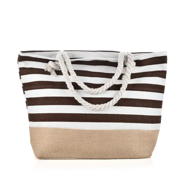 

Special Big Stripe Shoulder Handbags Shopping Bag Beach Handbag New Fashion Canvas Bag Wild Rough Twine Striped Beach Bag