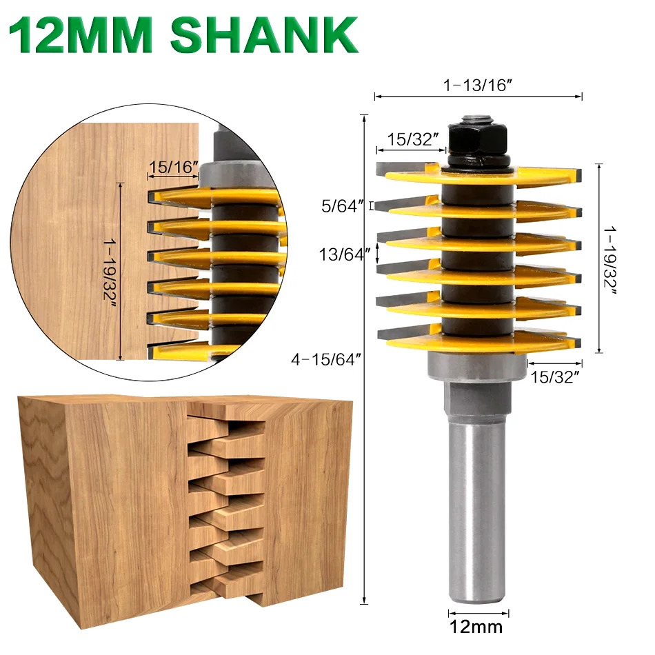 1 шт., 8 мм, 12 мм, хвостовик 1/2 дюйма, новинка, 2 зубца, регулируемый фрезерный станок для пальцевого соединения, резак для шипов, промышленный класс для деревянного инструмента
