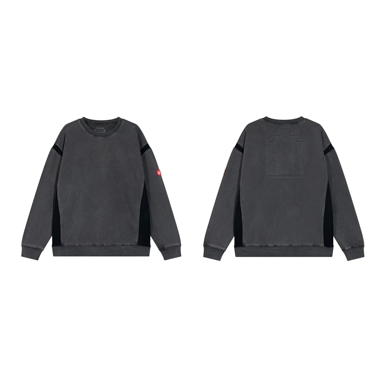 

CAVEMPT New Paragraph Botany Batik Splicing Air Versatile Clothes Round Neck Sweater Men Women