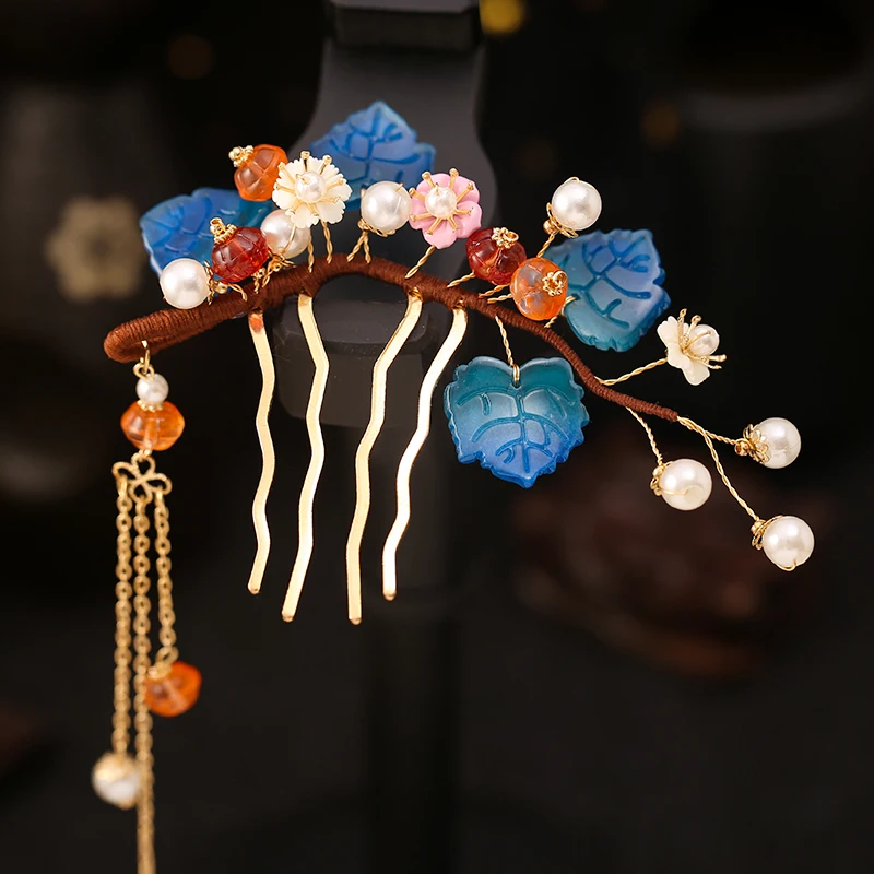 

Расческа для волос с кисточкой и цветочным бисероплетением, различные дизайны