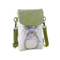 totoro canvas printing girl animal rabbit deer shoulder bags cute small flap bag fashion women cartoon phone crossbody handbag