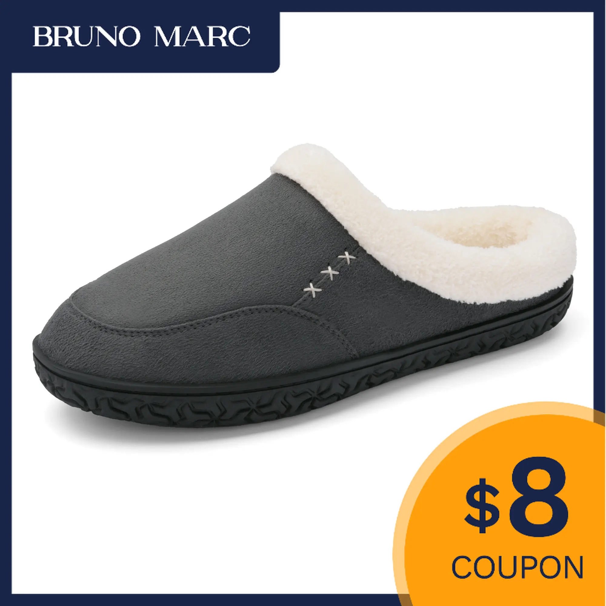 

Bruno Marc Men's House Slippers for Men Indoor Outdoor Memory Foam Slip-on Warm Fuzzy Non-Slip Bedroom House Shoes