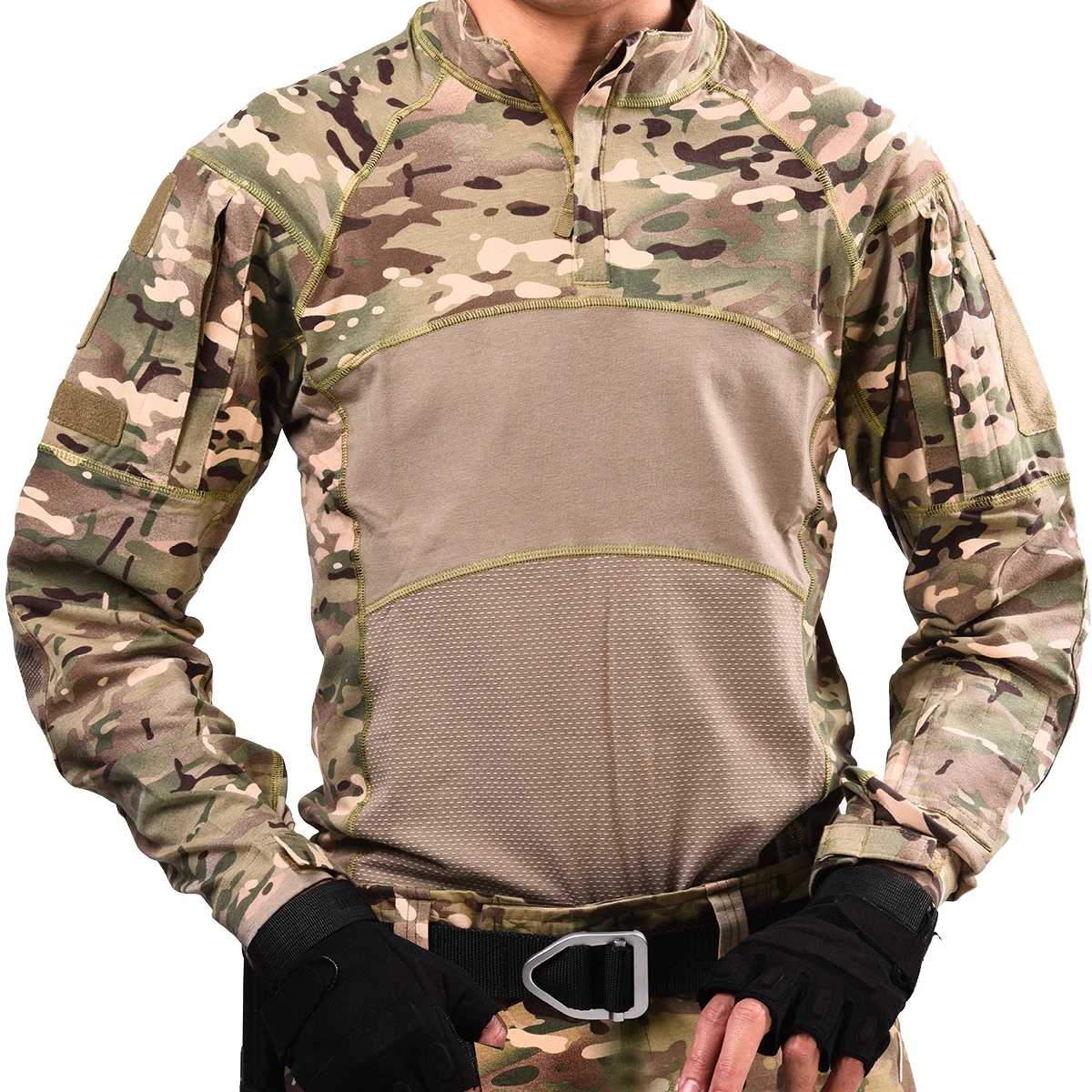Mens Army Tactical Multicam Military Combat T-Shirt Long Shirt CP Camo Scouting Uniforms Airsoft Shirts Camping Hunting Clothing