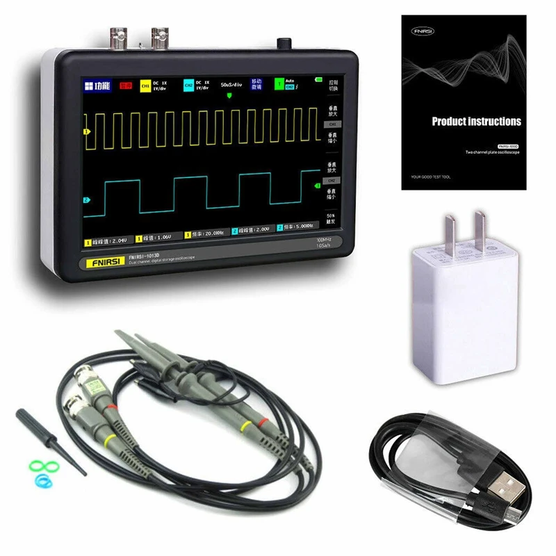 

FNIRSI Mini 7" Touch Panel Digital Oscilloscope 2CH 100MHz Bandwidth 1GS