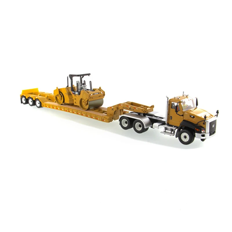 

1:50 Scale Model CT660 Flatbed 3-axis Diecast Alloy Trailer Tractor CB-534D Road Roller Collection Souvenir Ornaments Display