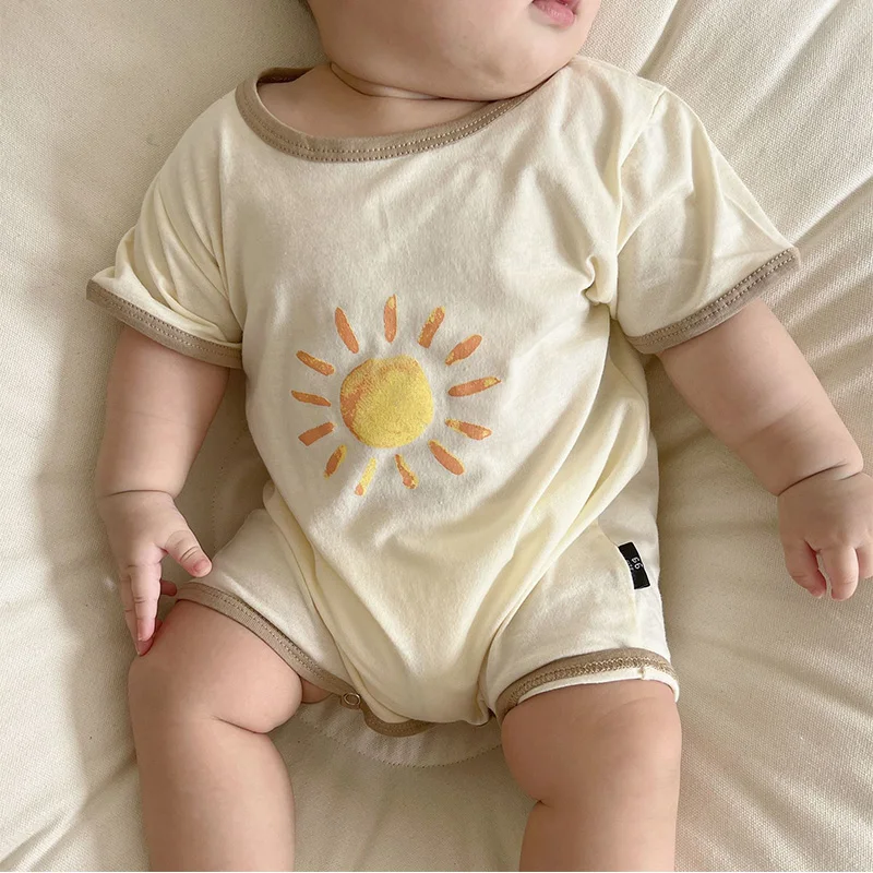 

Newborn Baby Girl Boy Print Little Sun Romper Cotton Short Sleeve Jumpsuit Girl Boy Summer Cotton Clothing Overalls