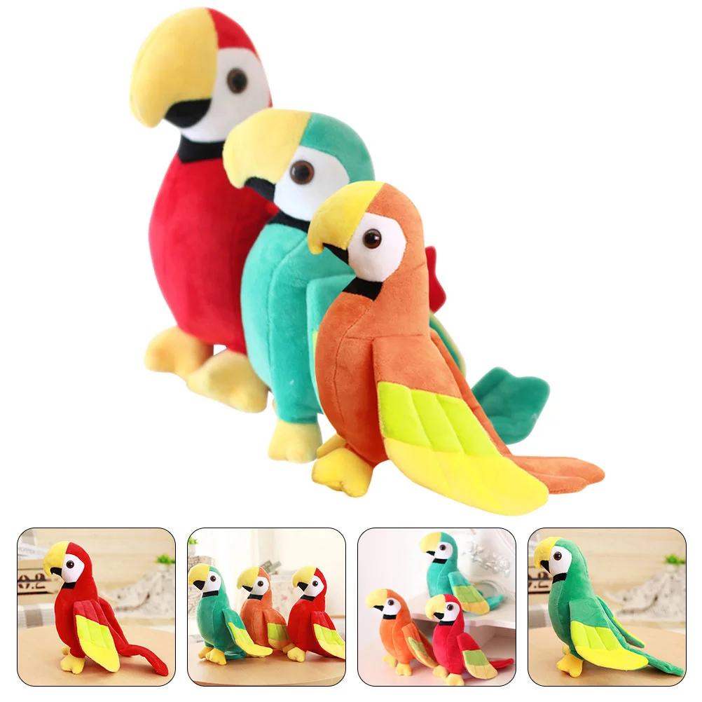 

3 Pcs Parrot Plush Stuffed Animal Toy Toys Artificial Birds Simulated Decor