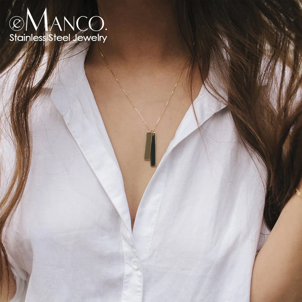 Женское колье из нержавеющей стали eManco Золотистое Ожерелье с короткими длинными