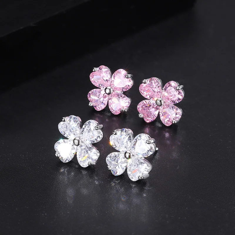 

genuine Luxury brand real jewels Hot selling four leaf clover South Korea Fashion Versatile 2022 new niche premium earrings high