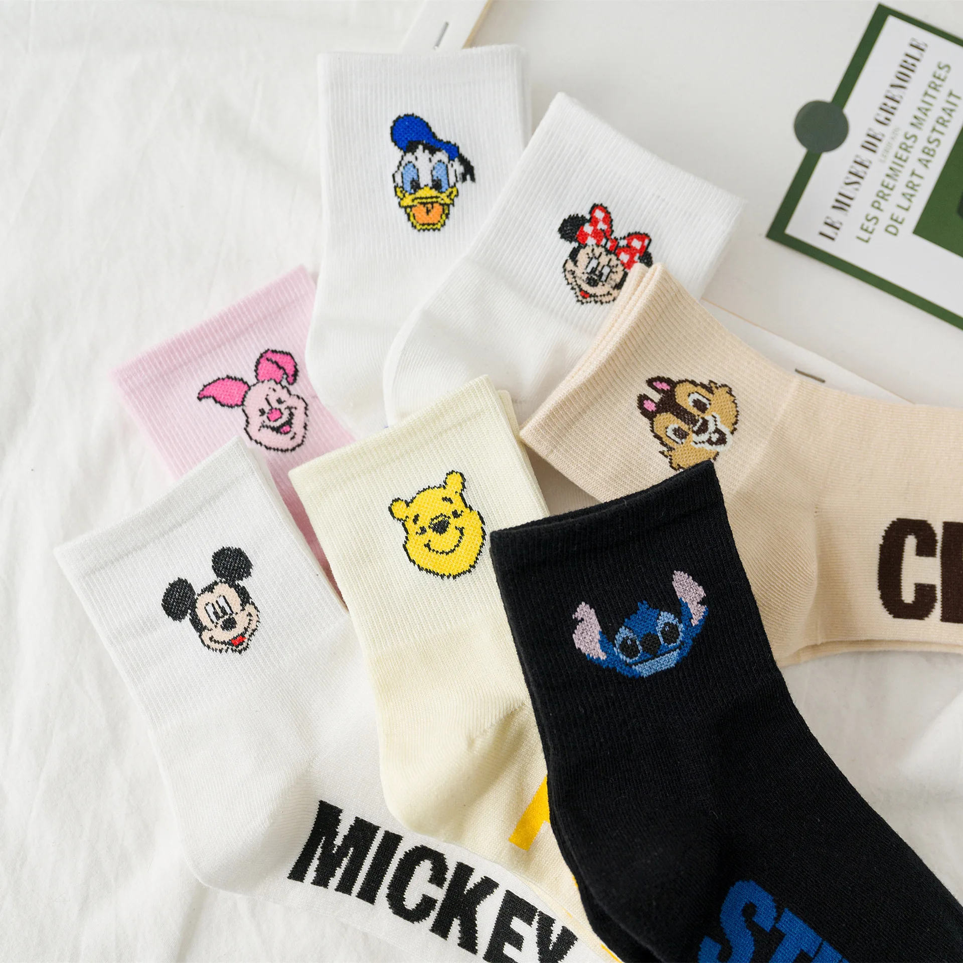 

1 pairs of Socks Female Korean Version of the Tube Japanese Student Girl Spring Summer Cartoon College Trend Female Socks