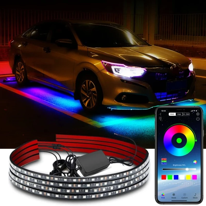 

LED Car Underglow Lights Remote/APP Control Chassis Neon Lights RGB Flexible Strips Atmosphere Lamp Underbody System Waterproof