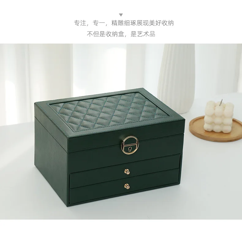 Newly 3layers Romantic Box PU Storage Unique Blue Jewelry Box Wholesale Creative Portable Travel Storage Box Earrings Ring